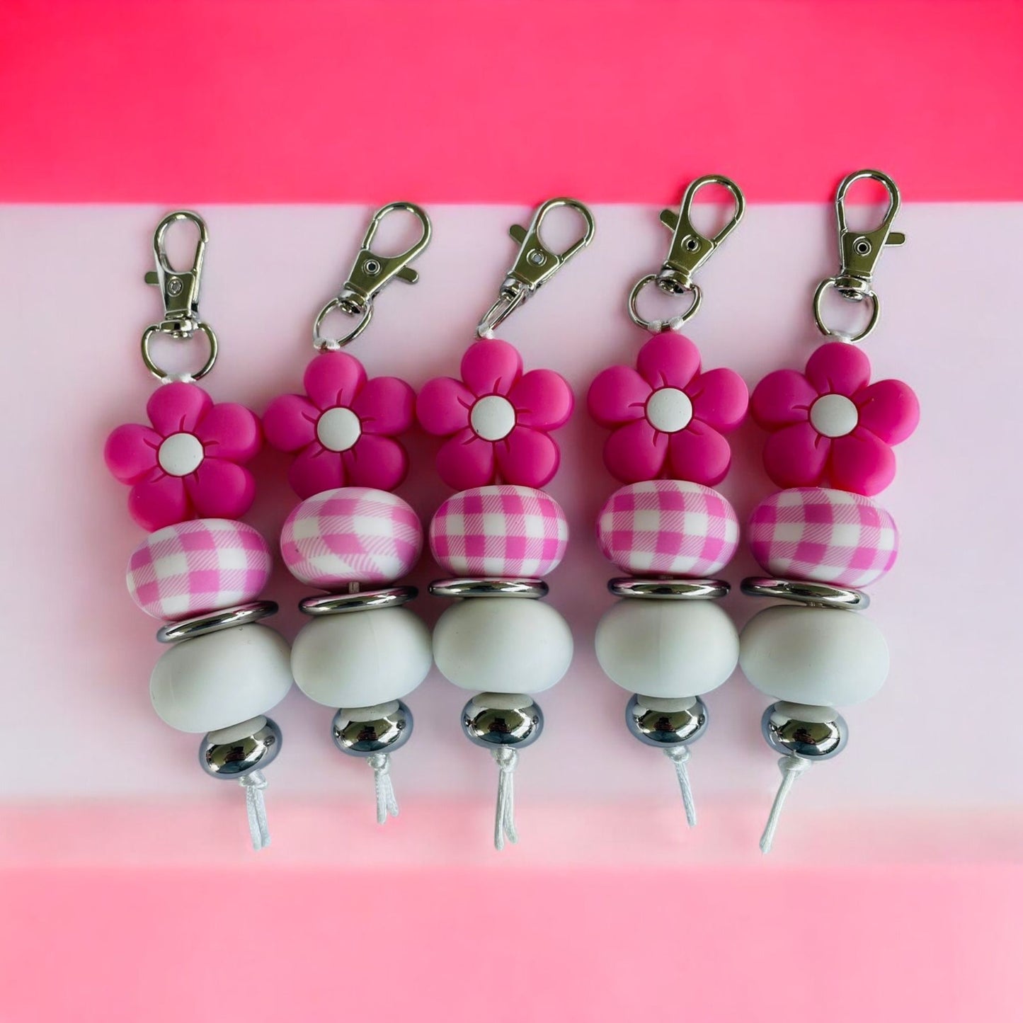 Pink Flower Silicone Keychain - Sienna Sews