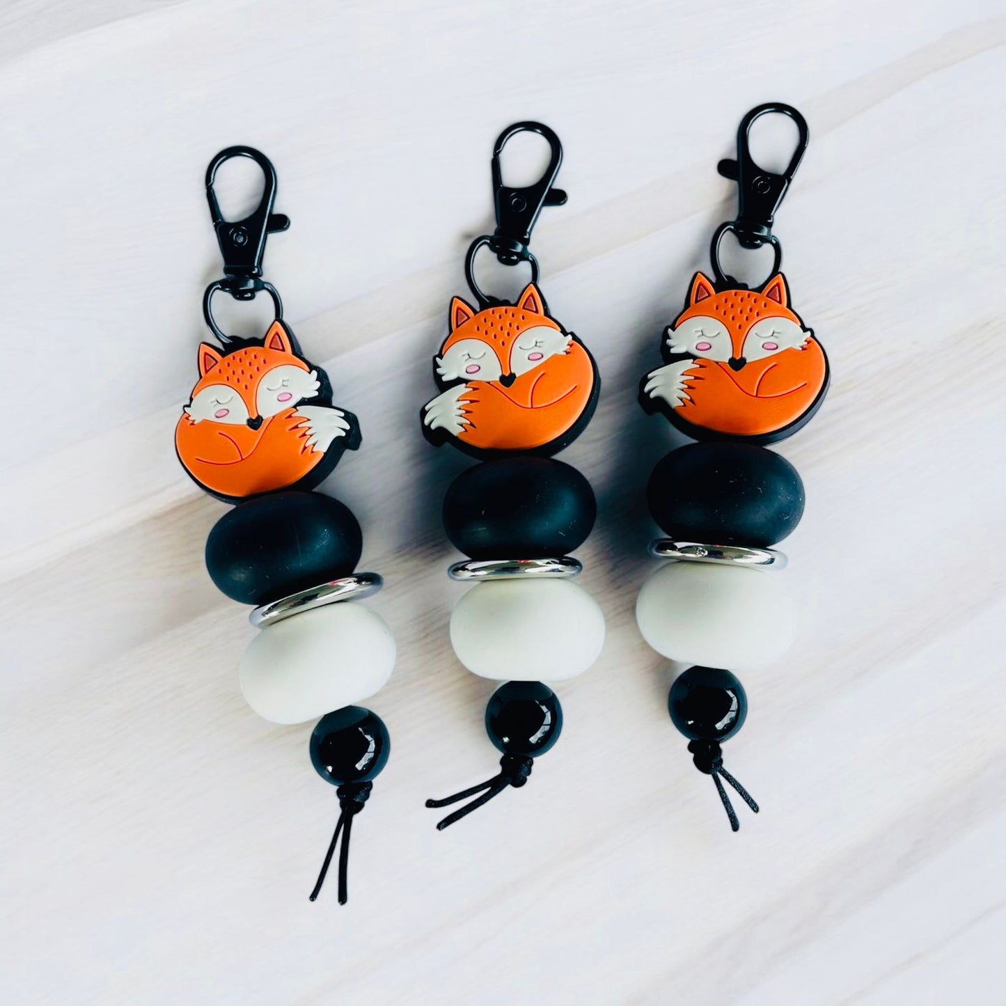 Sleeping Foxes Silicone Keychain - Sienna Sews