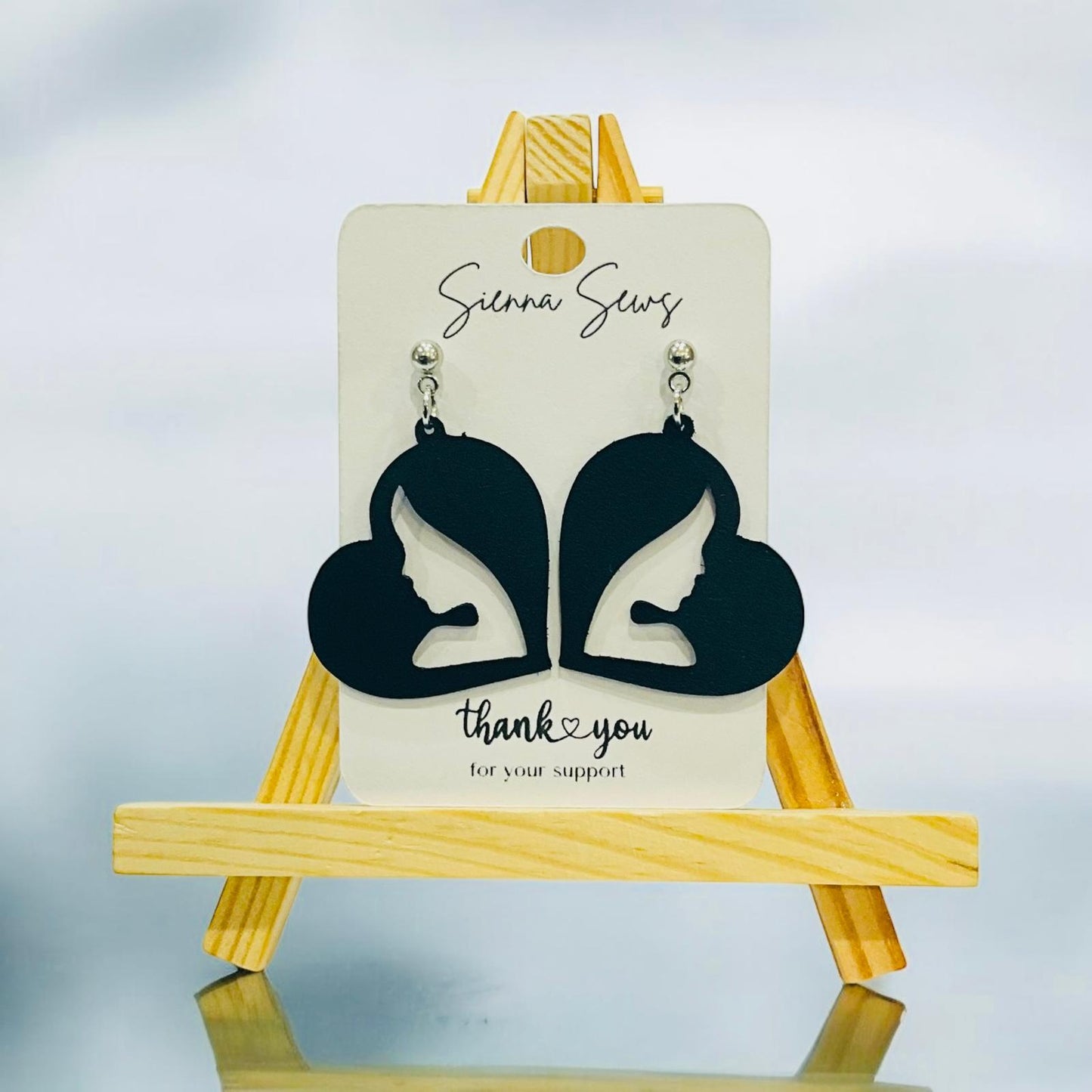 Black Heart/Face Silhouette Earrings - Sienna Sews