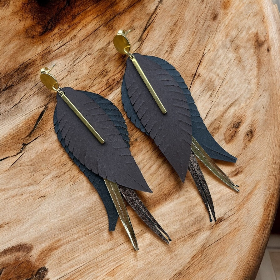 Layered Feather Earrings (Made to Order)