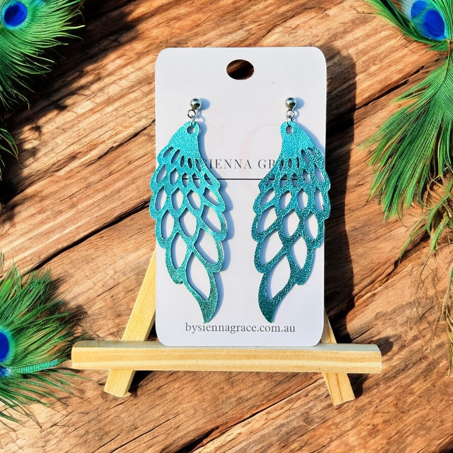 Peacock Wing Earrings - Sienna Sews