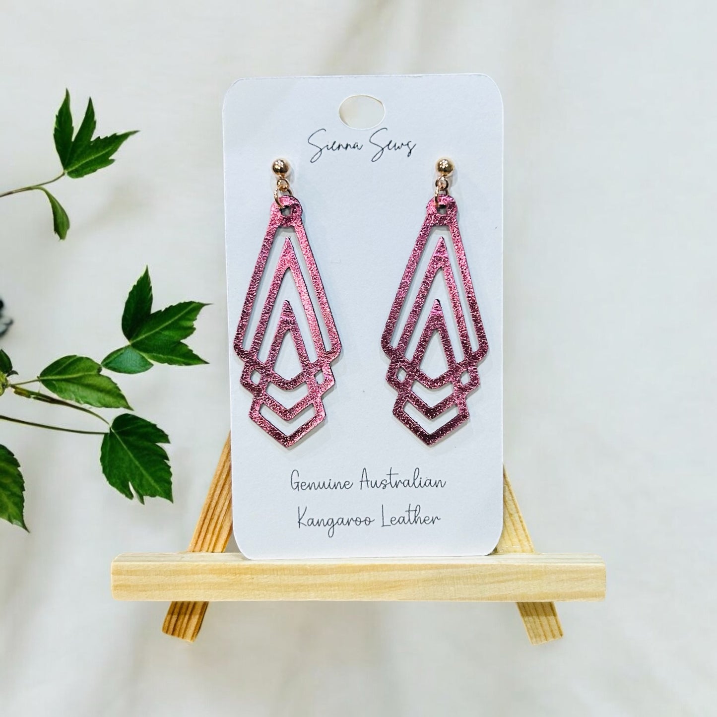 Metallic Baby Pink Diamond Earrings - Sienna Sews