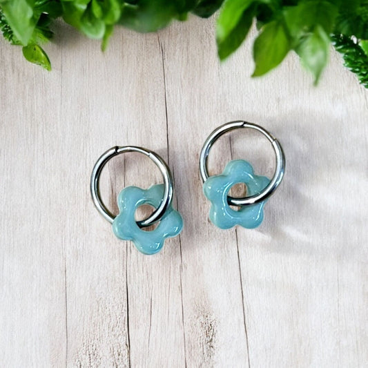 Pastel Flower Huggie Hoop Earrings - Sienna Sews