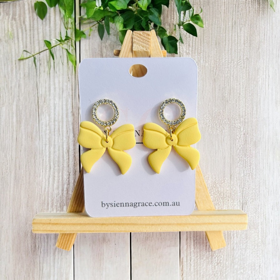 Soft Yellow Bow Earrings - Sienna Sews