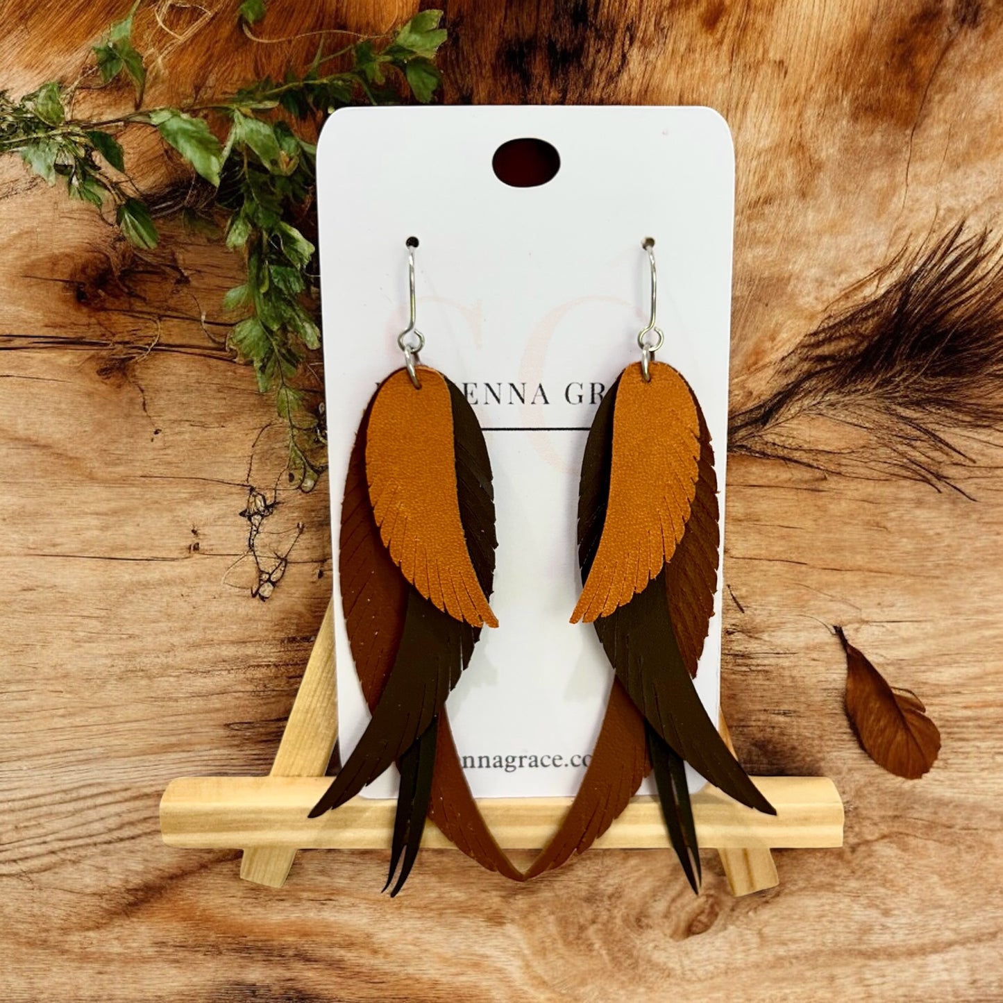 Layered Feather Earrings (Made to Order)
