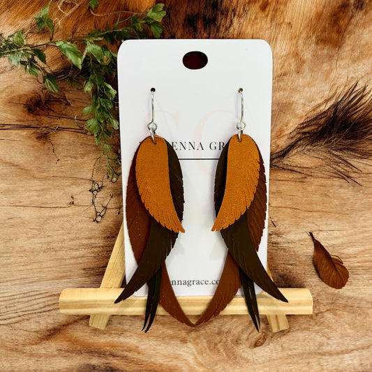 Layered Feather Earrings (Made to Order)