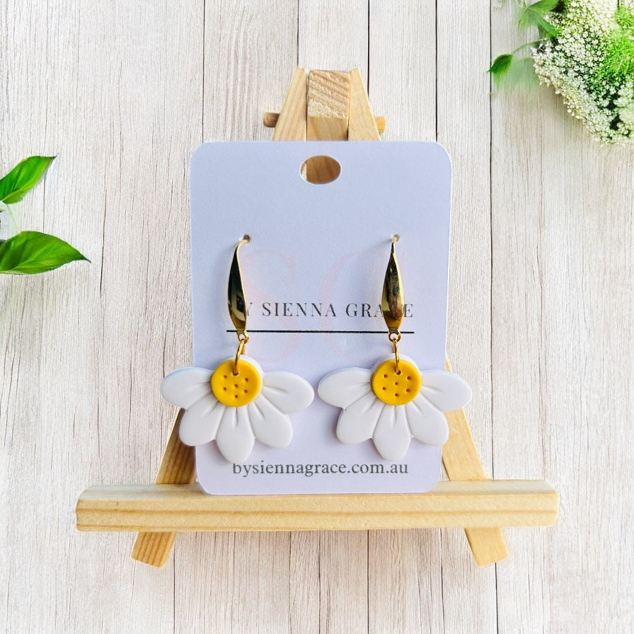Half Daisy Dangle Earrings (Horizontal) - Sienna Sews