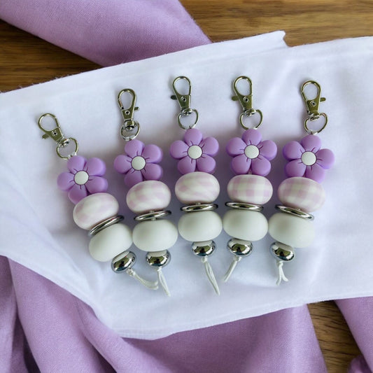 Porte-clés à carreaux lilas