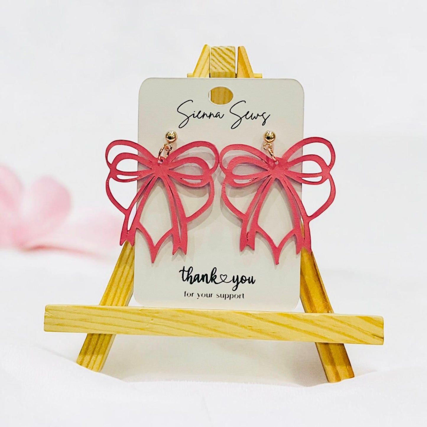 Heart Bow Earrings - Sienna Sews