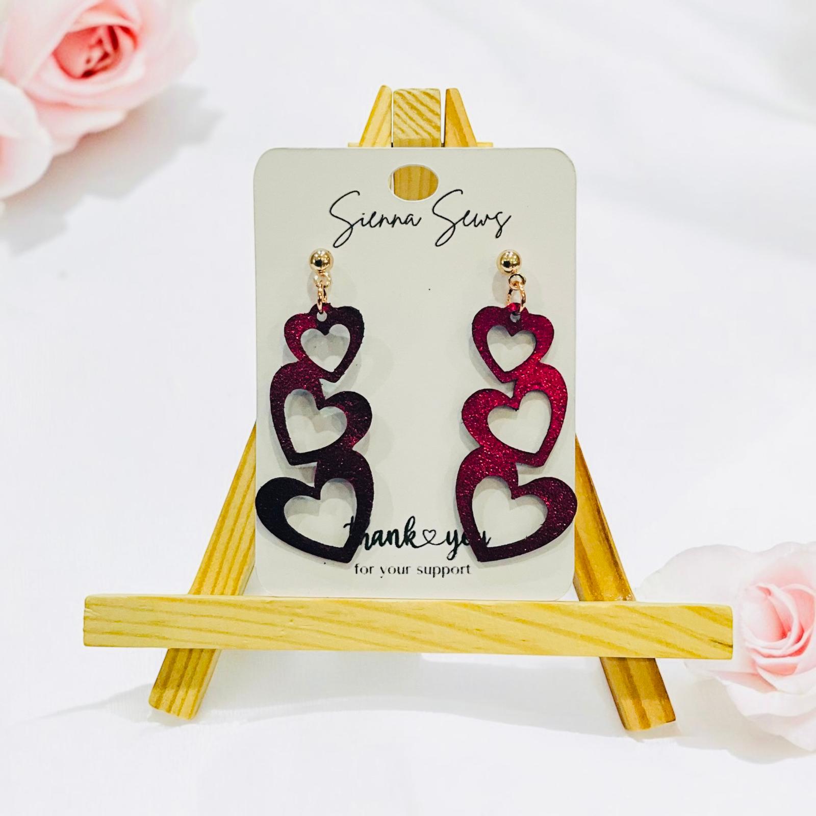Triple Heart Earrings - Sienna Sews