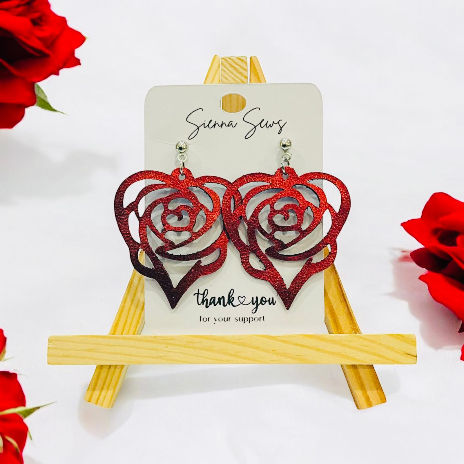 Rose Heart Earrings - Sienna Sews