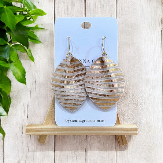 Patterned Rose Gold Pinch Leaf Earrings - Sienna Sews