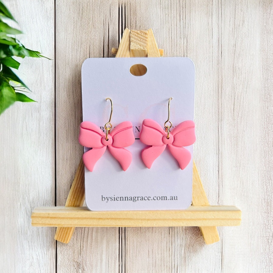 Baby Pink Bow Earrings - Sienna Sews