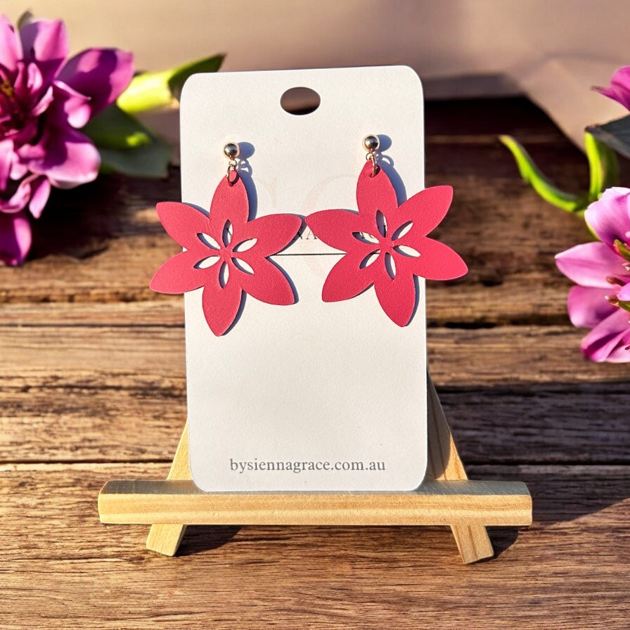 Dark Pink Lily Earrings
