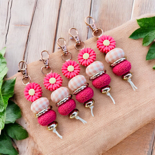 Raspberry & Rose Gold Silicone Keychain - Sienna Sews