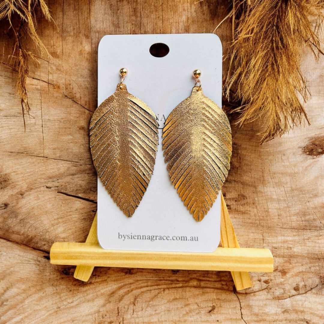 Rose Gold Fringed Leaf Earrings - Sienna Sews