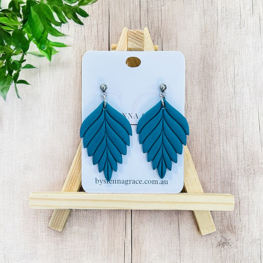 Teal Leaf Earrings - Sienna Sews