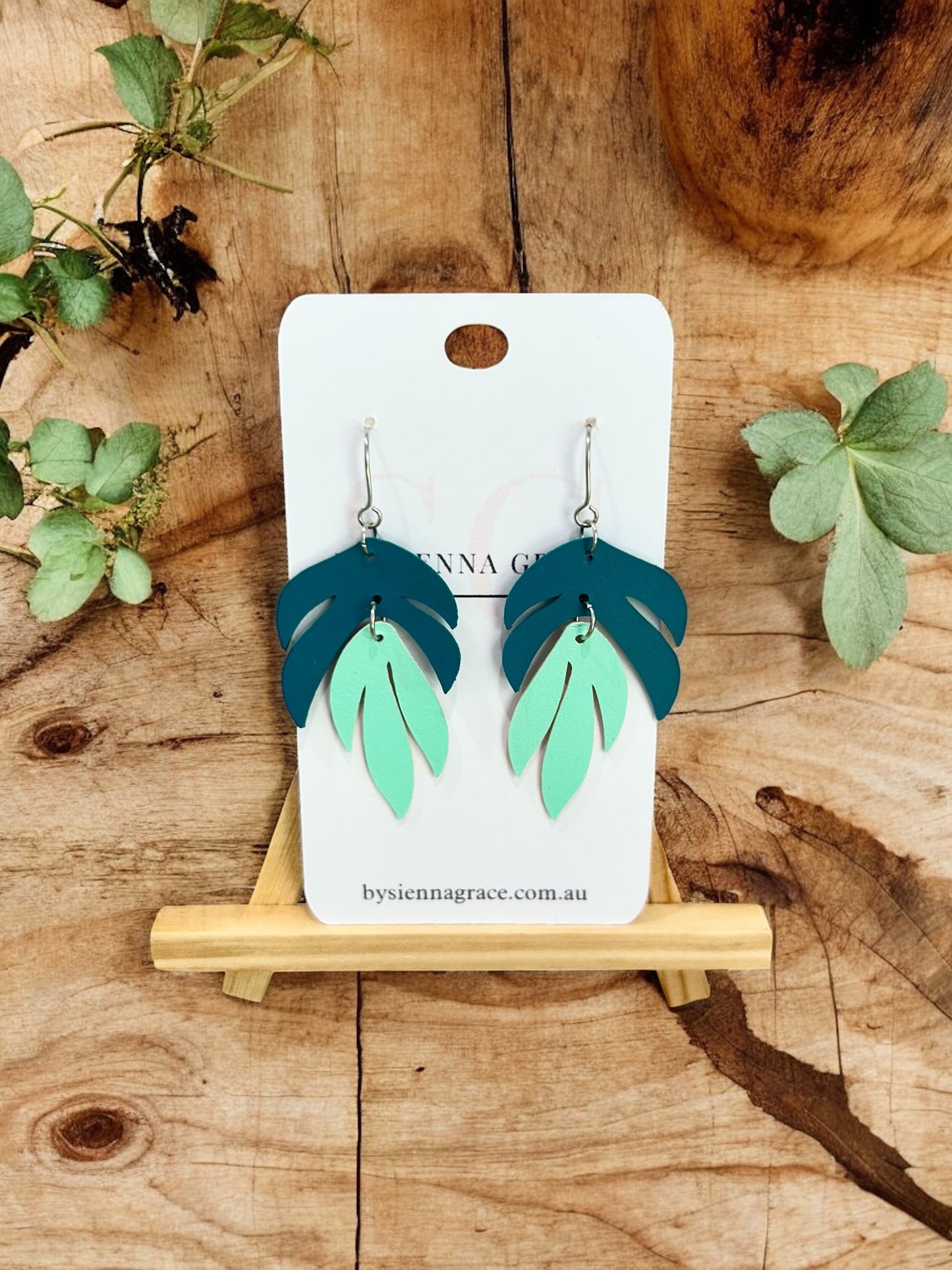 Teal and Mint Stacked Earrings
