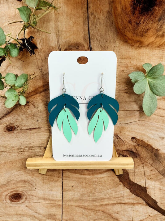 Teal and Mint Stacked Earrings