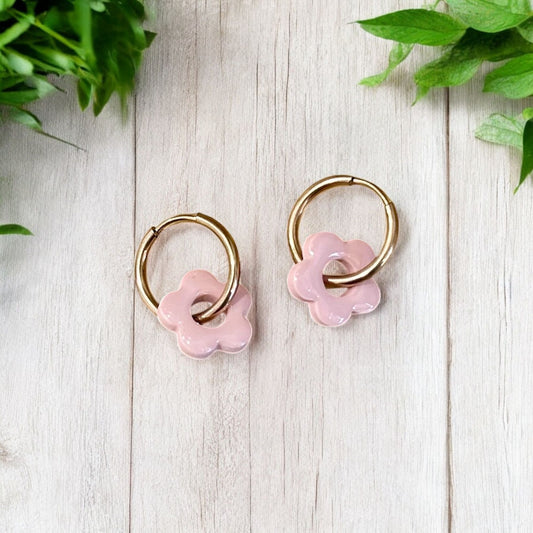 Pastel Flower Huggie Hoop Earrings - Sienna Sews