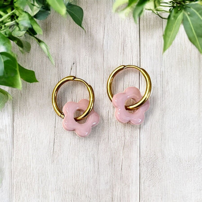 Pastel Flower Huggie Hoop Earrings - Sienna Sews