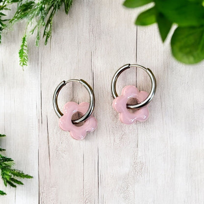 Pastel Flower Huggie Hoop Earrings - Sienna Sews