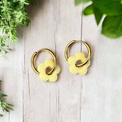 Pastel Flower Huggie Hoop Earrings - Sienna Sews