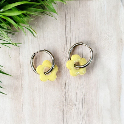 Pastel Flower Huggie Hoop Earrings - Sienna Sews