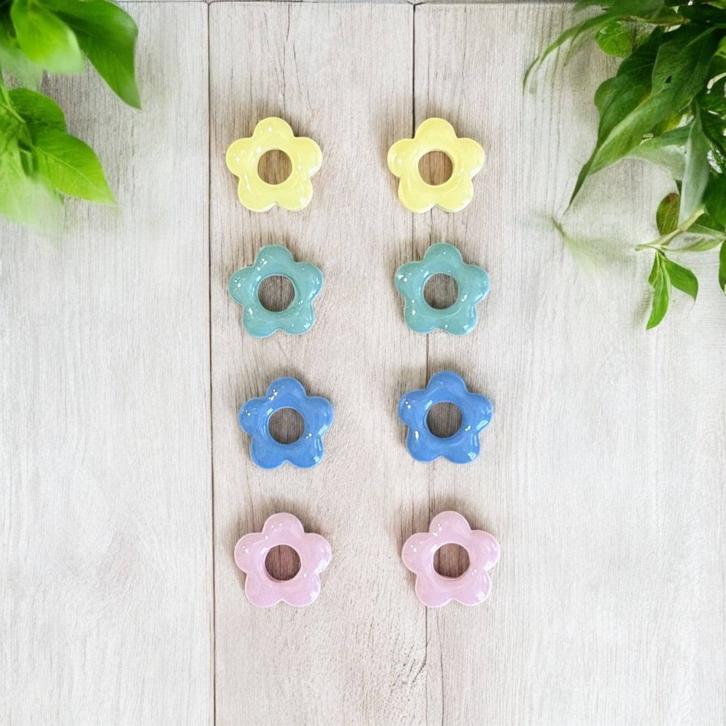 Pastel Flower Huggie Hoop Earrings - Sienna Sews