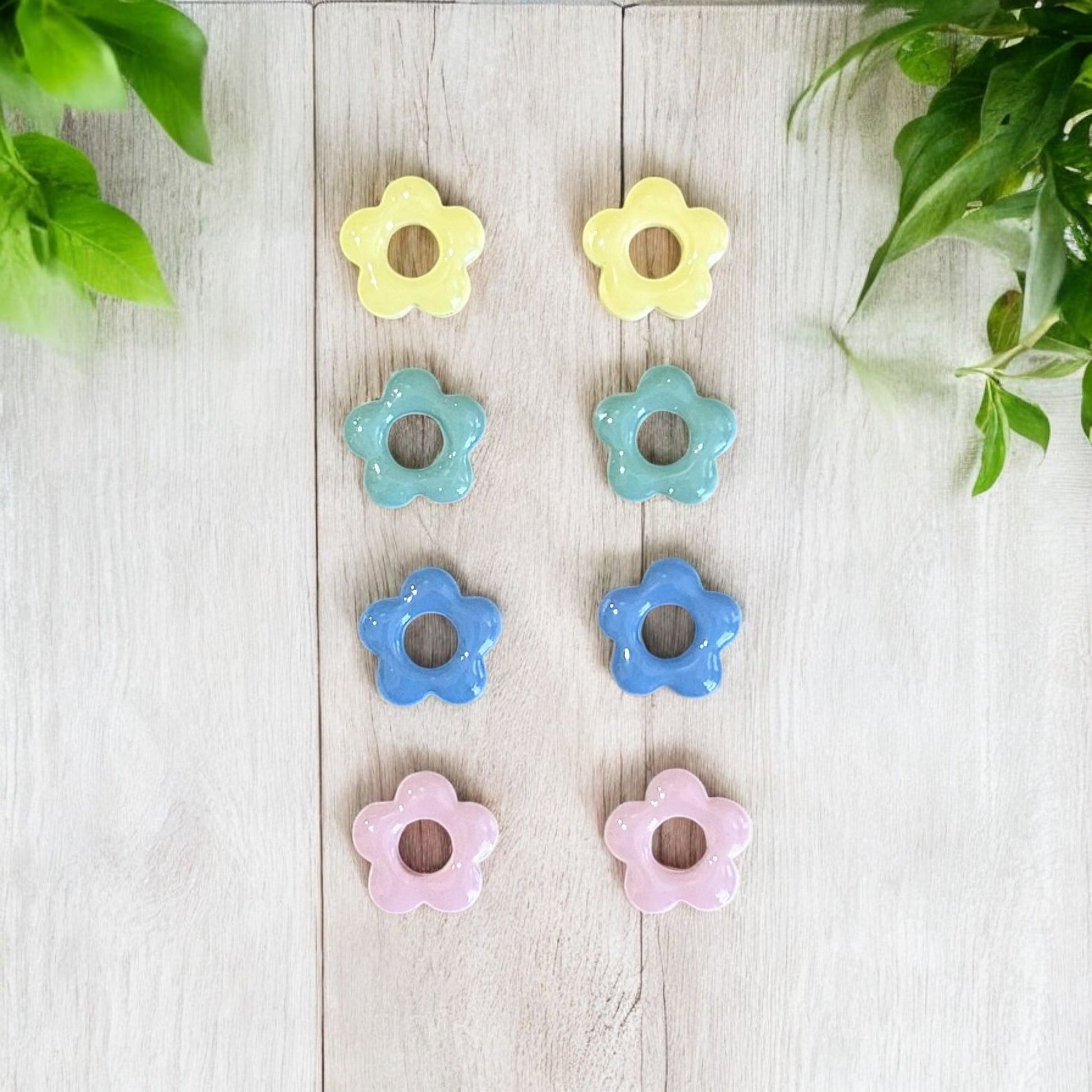 Pastel Flower Huggie Hoop Earrings - Sienna Sews